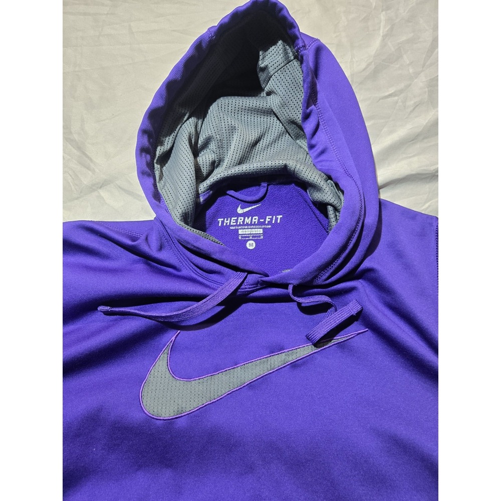 Nike Therma-FIT Purple and Gray Large Swoosh Pullover Hoodie Size Large Athletic - Picture 4 of 13
